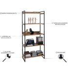 Kit Mesa Cavalete 150 Cm Com Estante 5 Prateleiras Estilo Ind