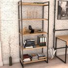 Kit Mesa Cavalete 150 Cm Com Estante 5 Prateleiras Estilo Ind