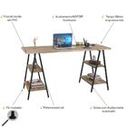 Kit Mesa Cavalete 150 Cm Com Estante 5 Prateleiras Estilo Ind