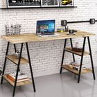 Kit Mesa Cavalete 150 Cm Com Estante 5 Prateleiras Estilo Ind