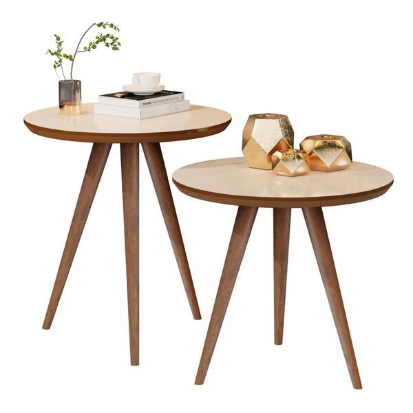 Kit Mesa De Apoio E Lateral Sofá E Sala Visita Freijó