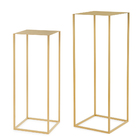 Kit Mesa De Apoio Em Metal Cubo Vazado Com Tampo Dourado M02