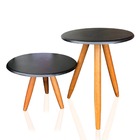 Kit Mesa De Apoio Lateral E Centro Decorativo Pé Palito Preto