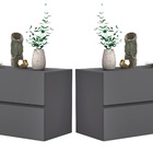 Kit Mesa De Cabeceira De Parede Suspensa Eros 60 Cinza