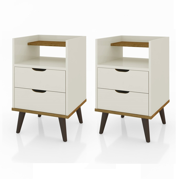 Kit Mesa De Cabeceira Decor Com Duas Gavetas Um Nicho E Pés P