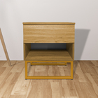 Kit Mesa De Cabeceira Freijó Slim 1 Gaveta Base Dourada - Val