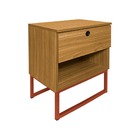 Kit Mesa De Cabeceira Freijó Slim C/ Puxador Base Metálica Co