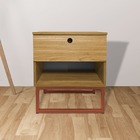 Kit Mesa De Cabeceira Freijó Slim C/ Puxador Base Metálica Co