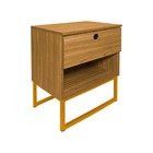 Kit Mesa De Cabeceira Freijó Slim C/ Puxador Base Metálica Do