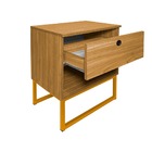 Kit Mesa De Cabeceira Freijó Slim C/ Puxador Base Metálica Do