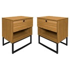 Kit Mesa De Cabeceira Freijó Slim C/ Puxador Base Metálica Pr