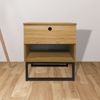 Kit Mesa De Cabeceira Freijó Slim C/ Puxador Base Metálica Pr