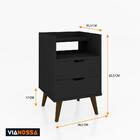 Kit Mesa De Cabeceira Retrô Com 2 Gavetas 1 Nicho E Pés Palit