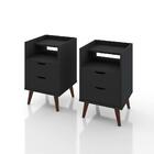 Kit Mesa De Cabeceira Retrô Com 2 Gavetas 1 Nicho E Pés Palit