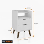 Kit Mesa De Cabeceira Retrô Decor Com Duas Gavetas E Pés Pali