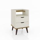 Kit Mesa De Cabeceira Retrô Decor Com Duas Gavetas E Pés Pali