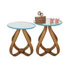 Kit Mesa De Canto Cebola Com Espelho 50cm - Azul Turquesa