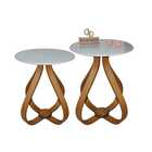 Kit Mesa De Canto Cebola Com Vidro 50/60cm - Off White