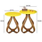 Kit Mesa De Canto Cebola Com Vidro 60cm - Amarela