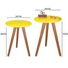 Kit Mesa De Canto Tripé Com Vidro 50cm - Amarela