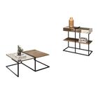 Kit Mesa De Centro Aparador Espelhado Aurora Demolição Preto