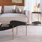 Kit Mesa De Centro E Lateral Organica Pes Metal Dou Artesano