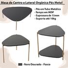 Kit Mesa De Centro E Lateral Organica Pes Metal Dou Artesano