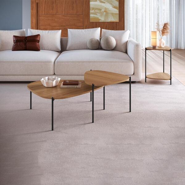 Kit Mesa De Centro E Lateral Organica Pes Metal Pr Artesano