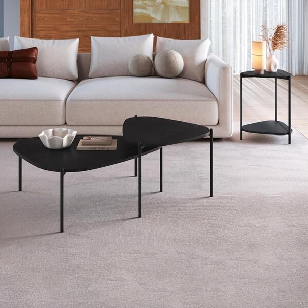 Kit Mesa De Centro E Lateral Organica Pes Metal Pr Artesano