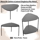 Kit Mesa De Centro E Lateral Organica Pes Metal Pr Artesano