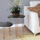 Kit Mesa De Centro E Lateral Roma Industrial Pé De Ferro Bron