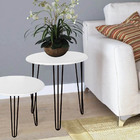 Kit Mesa De Centro E Lateral Roma Industrial Pé De Ferro Pret