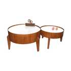 Kit Mesa De Centro Esmeralda Redonda Laminada Com Vidro - Bra