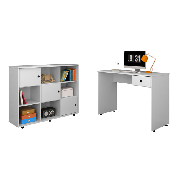 Kit Mesa De Computador Dubai E 01 Nicho Amã Com 03 Portas E 0