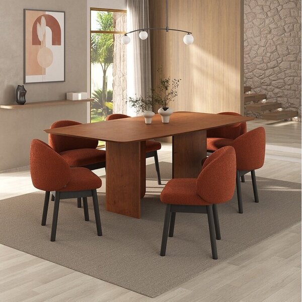 Kit Mesa De Jantar Boreal 210cm E 6 Cadeiras Jambu Cabecasa M