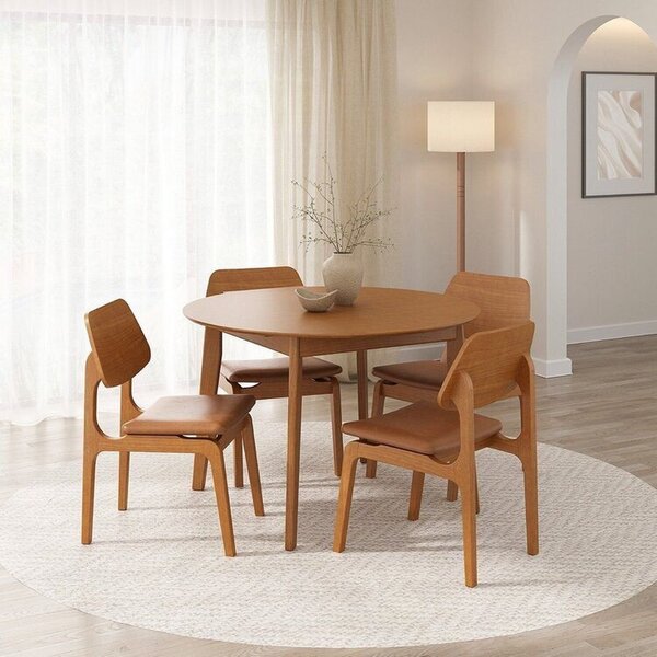 Kit Mesa De Jantar Extensível Redonda Tarsila E 4 Cadeiras Ja