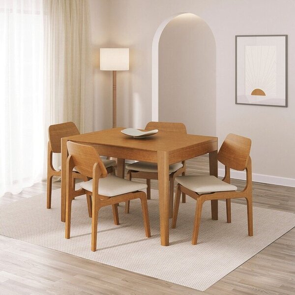 Kit Mesa De Jantar Extensível Retangular Tarsila E 4 Cadeiras