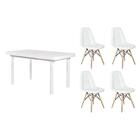 Kit Mesa De Jantar França 110x80 Branca + 04 Cadeiras Charles