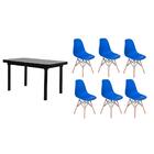 Kit Mesa De Jantar França 160x80 Preta + 06 Cadeiras Charles