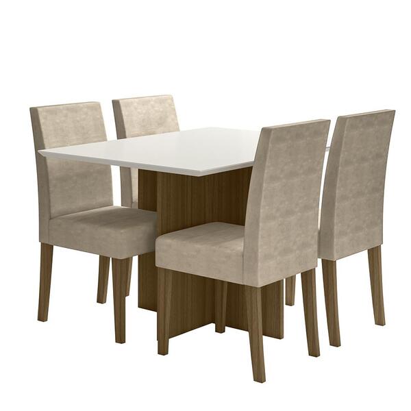 Kit Mesa De Jantar Helo Sem Vidro 120x90 Com 4 Cadeiras Josi