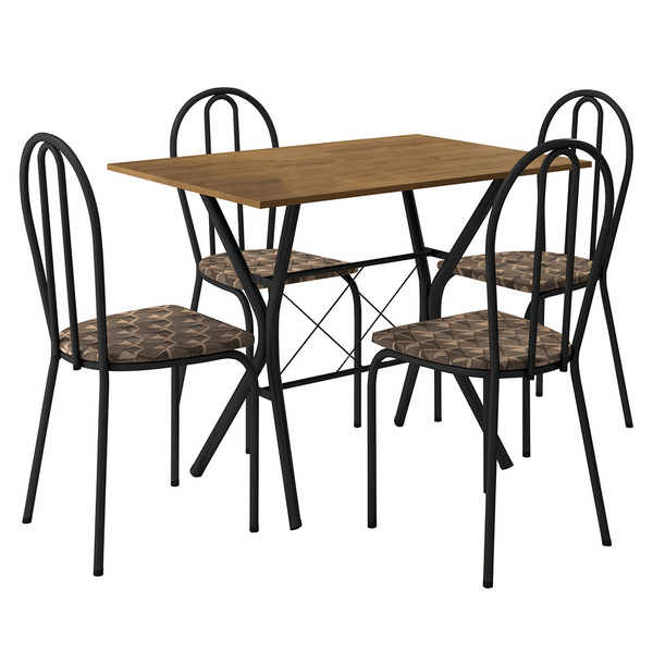 Kit Mesa De Jantar Jade 91 Cm Nature Com 04 Cadeiras Texas Pa