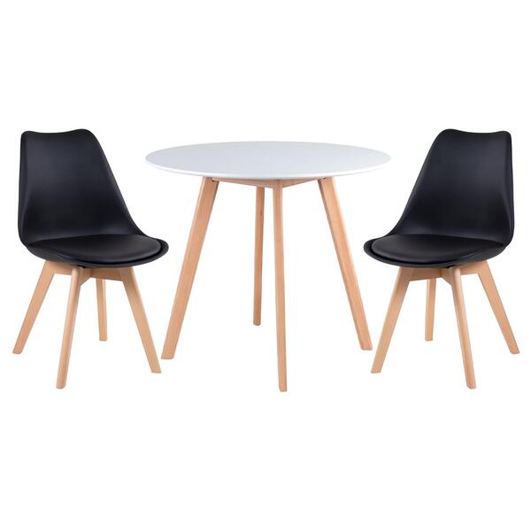 Kit - Mesa De Jantar Leda 90 Cm Branco + 2 Cadeiras Estofadas