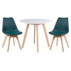 Kit - Mesa De Jantar Leda 90 Cm Branco + 2 Cadeiras Estofadas