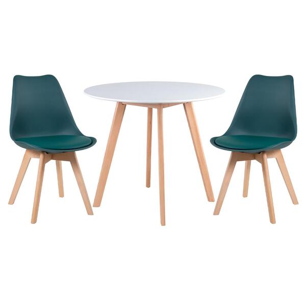 Kit - Mesa De Jantar Leda 90 Cm Branco + 2 Cadeiras Estofadas