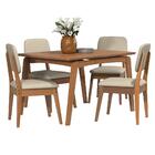 Kit Mesa De Jantar Paris 120x90 E 4 Cadeiras Paris Em Linho