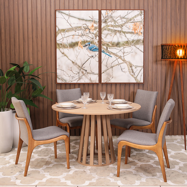 Kit Mesa De Jantar Redonda 120cm Gabi Jade Com 4 Cadeiras Gar