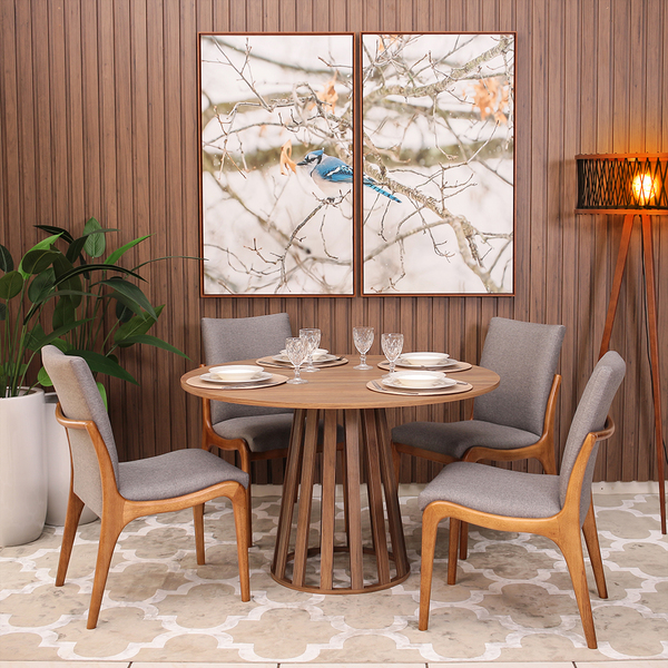 Kit Mesa De Jantar Redonda 120cm Gabi Noronha Com 4 Cadeiras