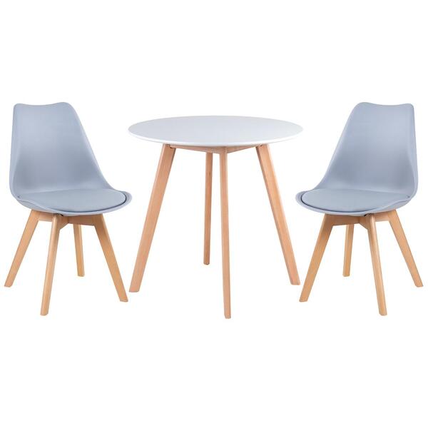 Kit - Mesa De Jantar Redonda 70 Cm Branco + 2 Cadeiras Leda C