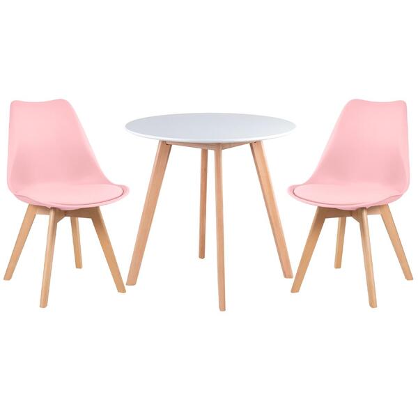 Kit - Mesa De Jantar Redonda 70 Cm Branco + 2 Cadeiras Leda R