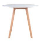 Kit - Mesa De Jantar Redonda 90 Cm Branco + 4 Cadeiras Estofa